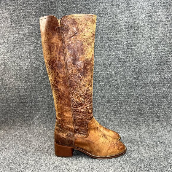 Diba True Wind Rider Boots Women's Size 8 Brown Rustic Leather Tall Riding Block - Picture 1 of 16